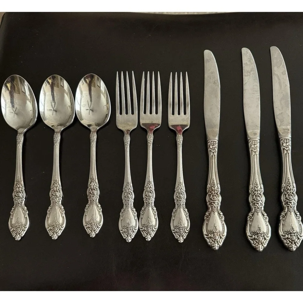 Oneida WORDSWORTH Stainless Flatware‎ 9 Pieces Spoon Fork Knife